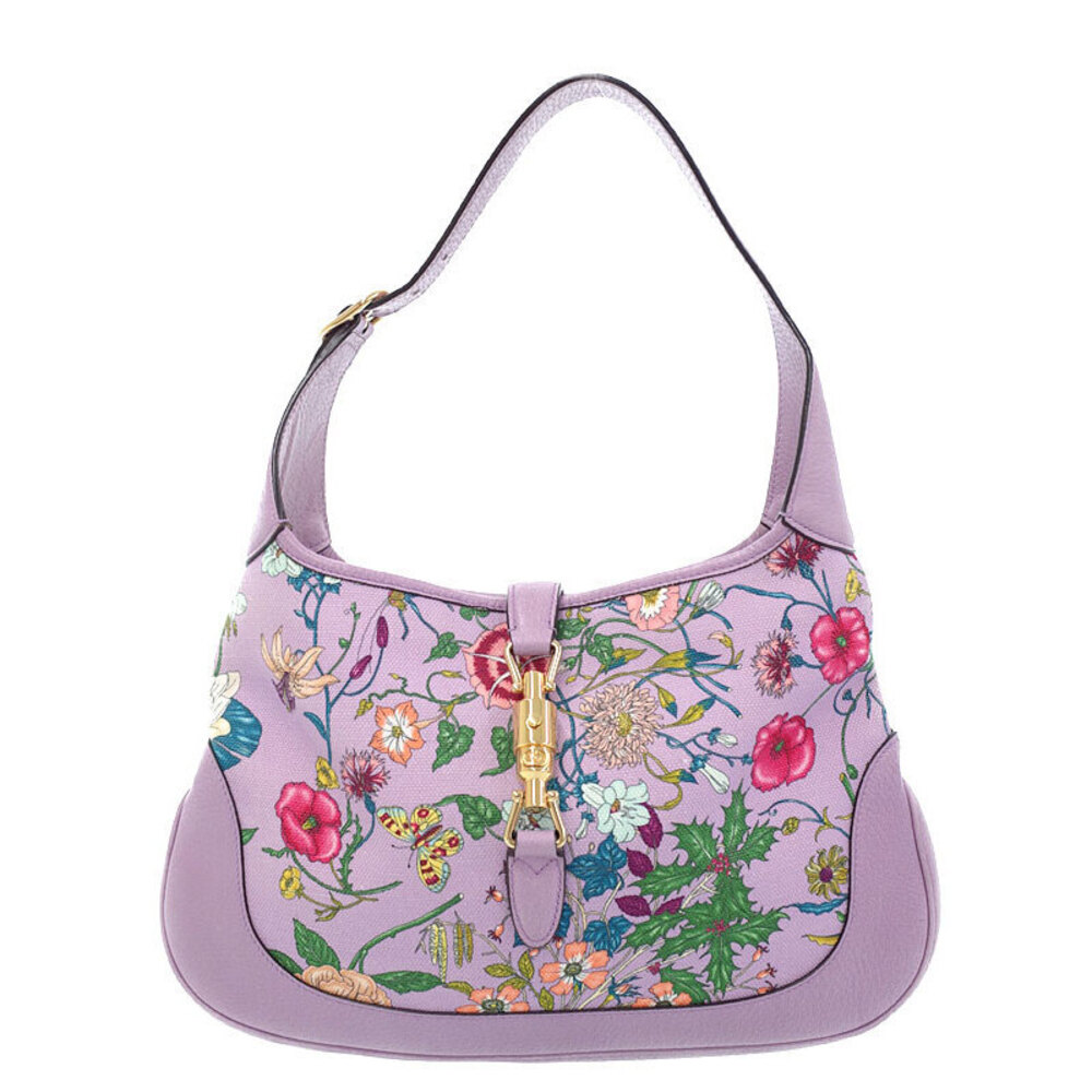 GUCCI Jackie Floral Flower Hobo Bag Semi Shoulder